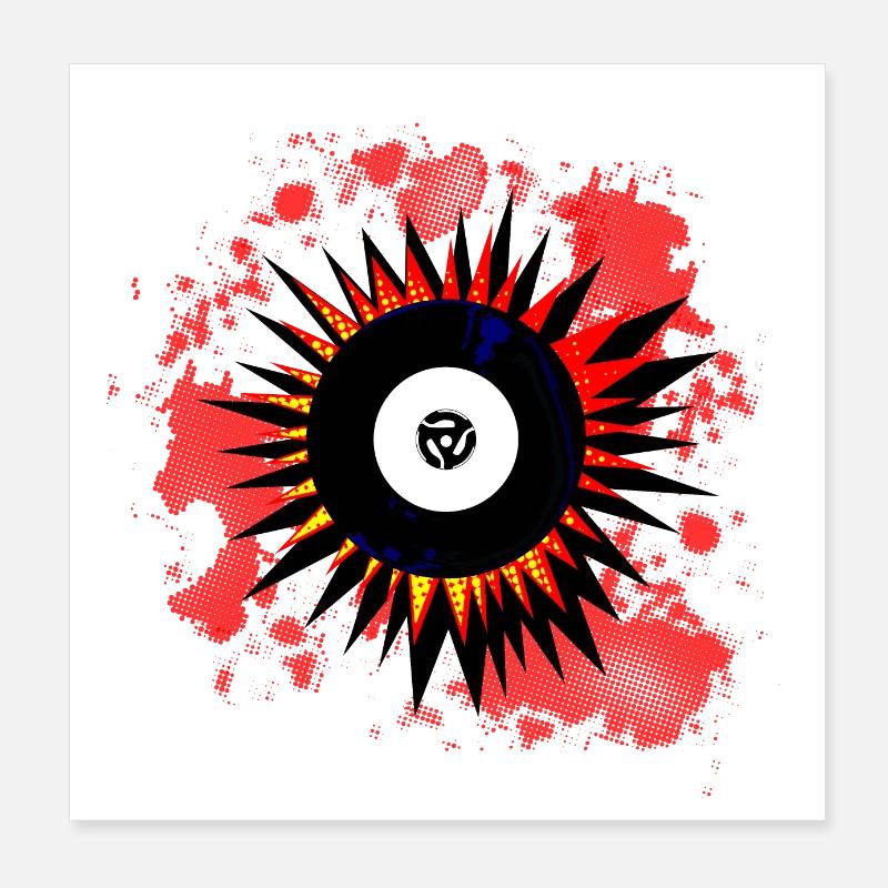 45 RPM Record Explosion Poster 8" x 8" (20x20 cm)