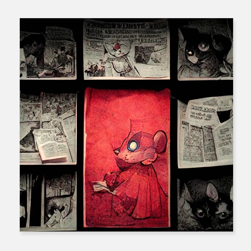 Leben einer Comic Maus Poster 20x20 cm