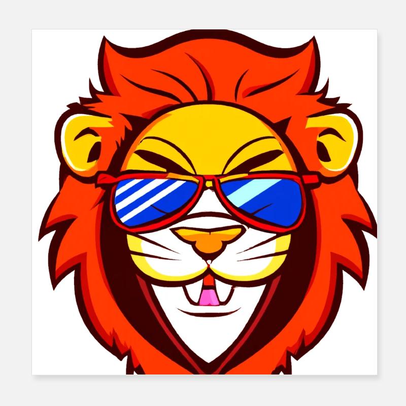 frecher, kleiner Löwe mit cooler Sonnenbrille Kind Poster 20x20 cm