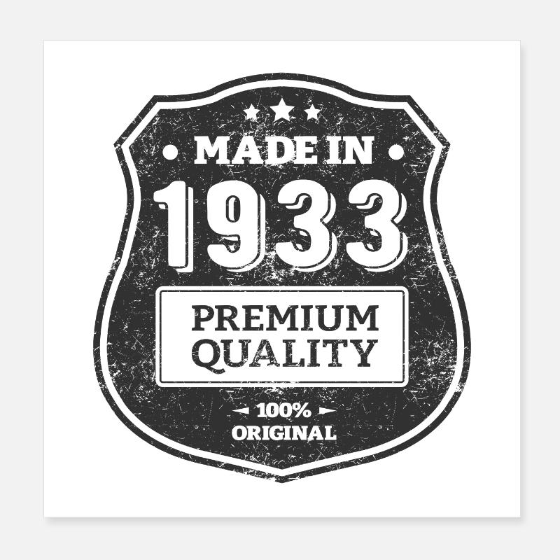 MADE IN 1933 Poster 8" x 8" (20x20 cm)