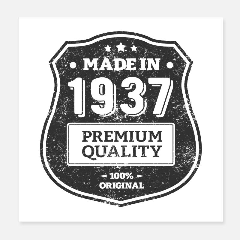 HERGESTELLT 1937 Poster 20x20 cm