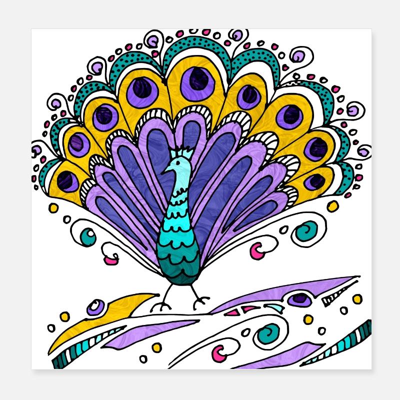 Peacock bird Poster 8" x 8" (20x20 cm)