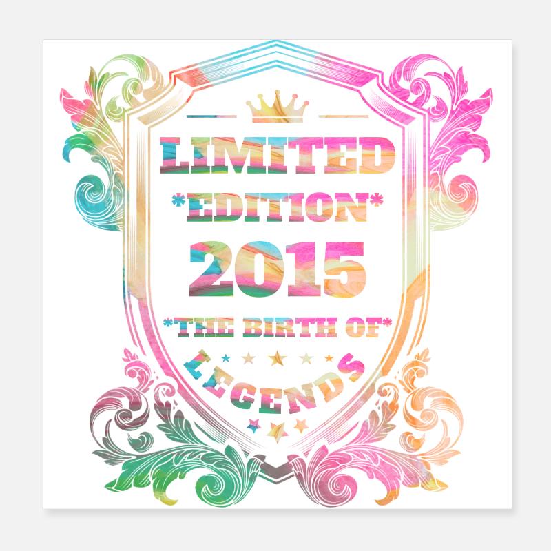 2015 Geburtstag Jahrgang Vintage Regenbogenfarben Poster 20x20 cm