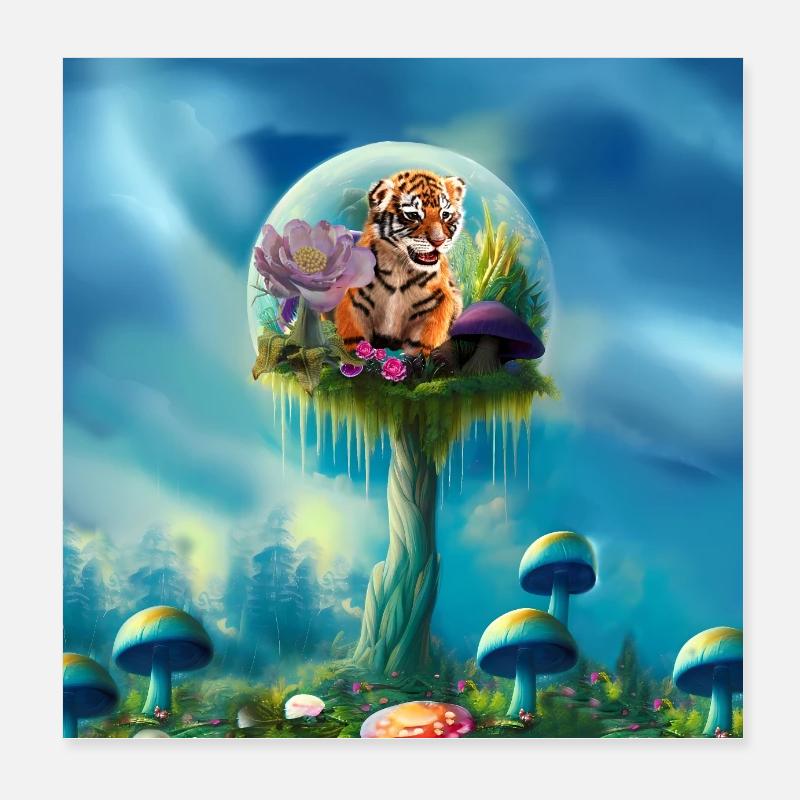 Tout simplement adorables petits tigres Bébés Poster 20 x 20 cm