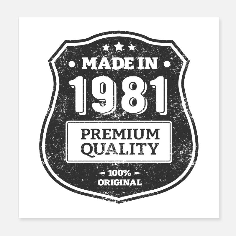 HERGESTELLT 1981 Poster 20x20 cm