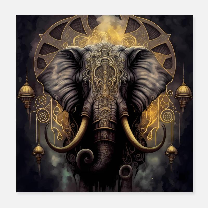 Dark Fantasy Elephant Version 2 Poster 8" x 8" (20x20 cm)
