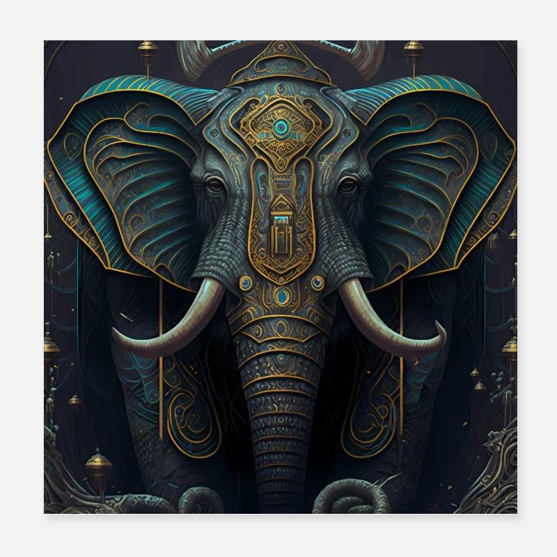 Dark Fantasy Elephant Version 1 Poster 8" x 8" (20x20 cm)