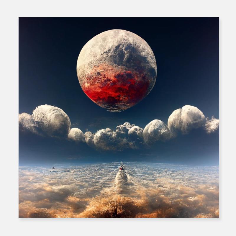 Fantastic planetary cosmic panorama Poster 8" x 8" (20x20 cm)