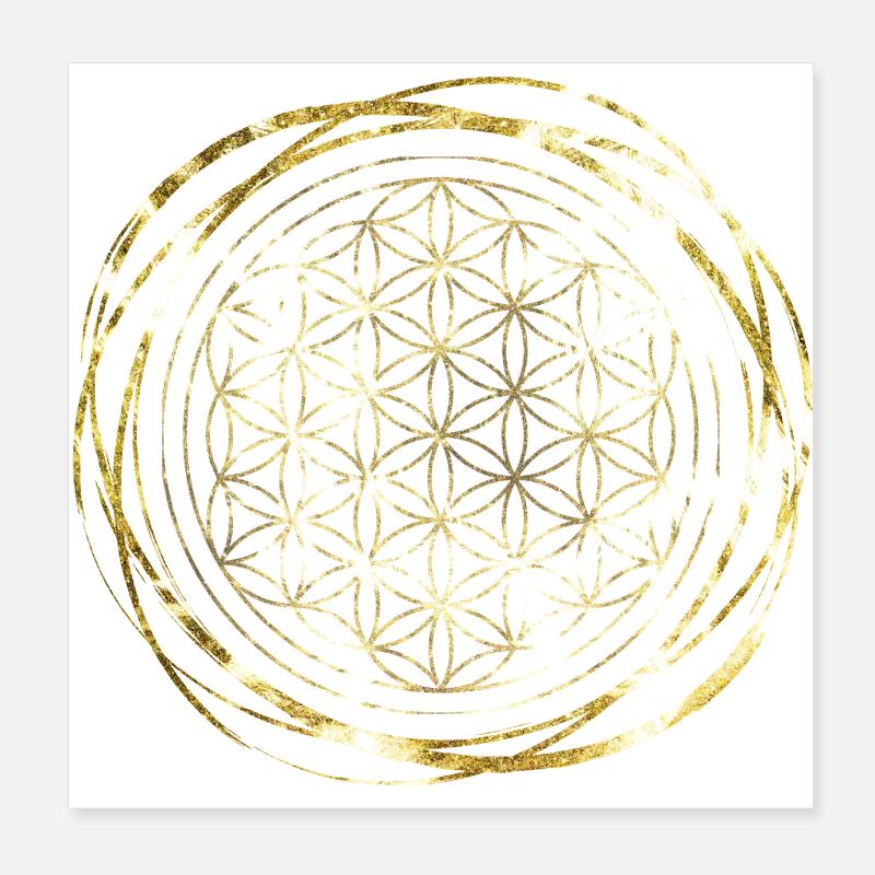 Blume des Lebens gold Poster 20x20 cm