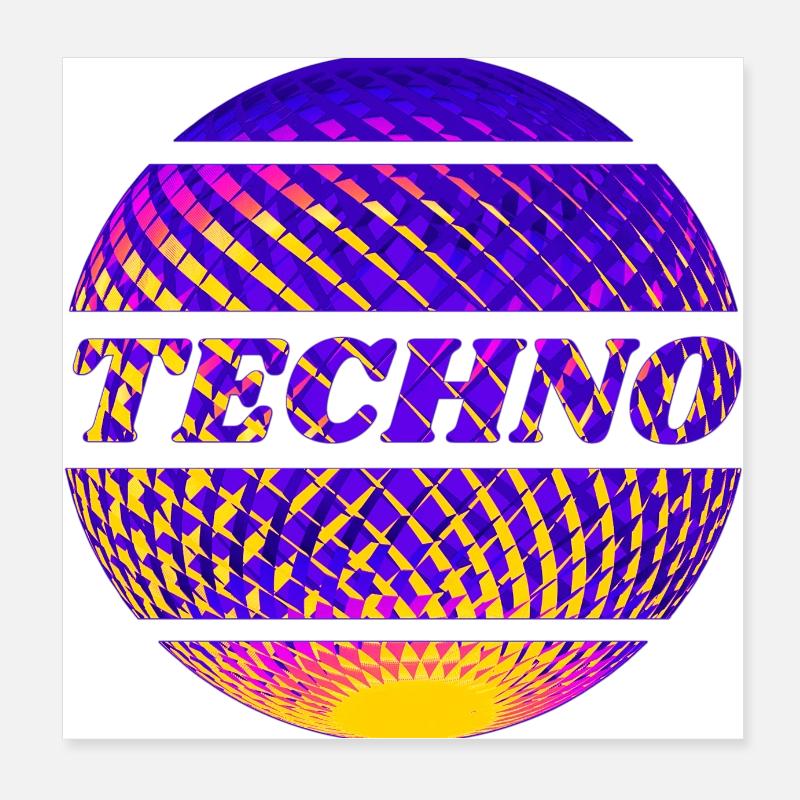 Techno Musik, Raver Design Poster 20x20 cm