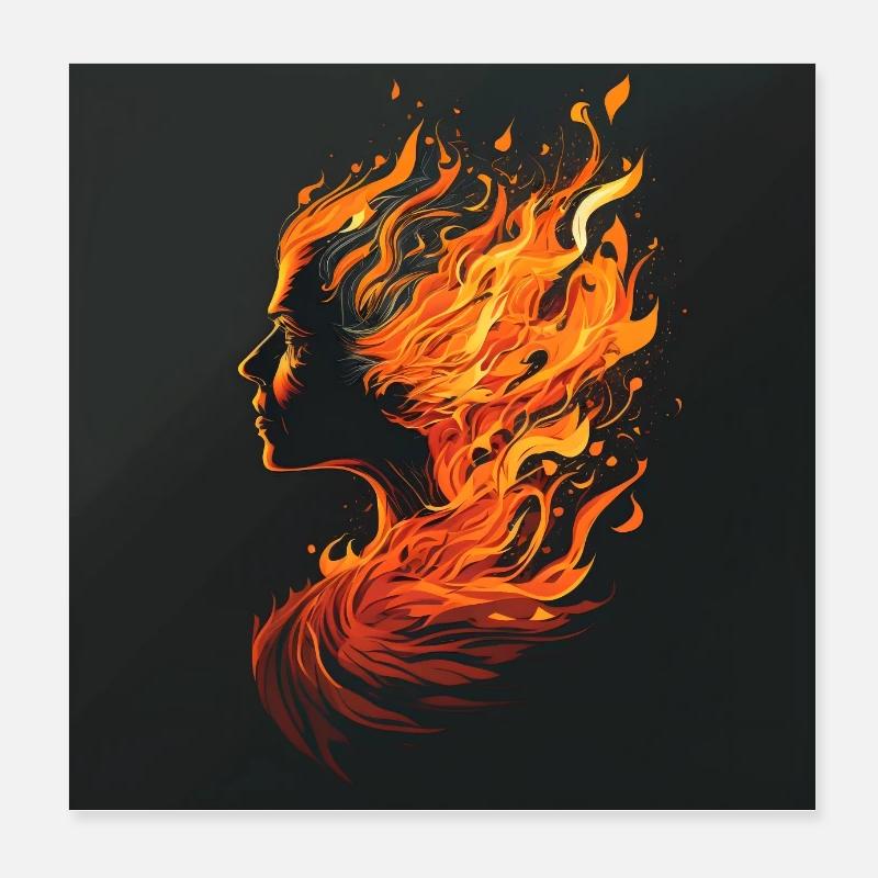 Fille en feu Poster 20 x 20 cm