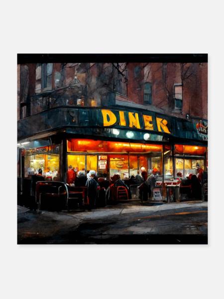 Diner - Poster 20x20 cm - Weiß