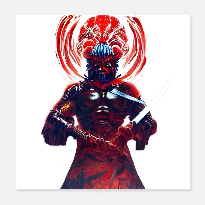 Red Samurai Poster 8" x 8" (20x20 cm)