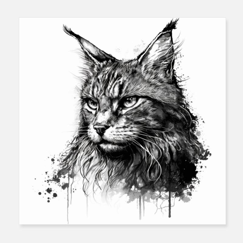 Dessin de chat Poster 20 x 20 cm