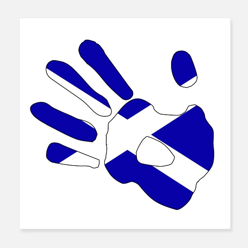 Silhouette de l’empreinte de main du drapeau de l’Écosse Poster 20 x 20 cm