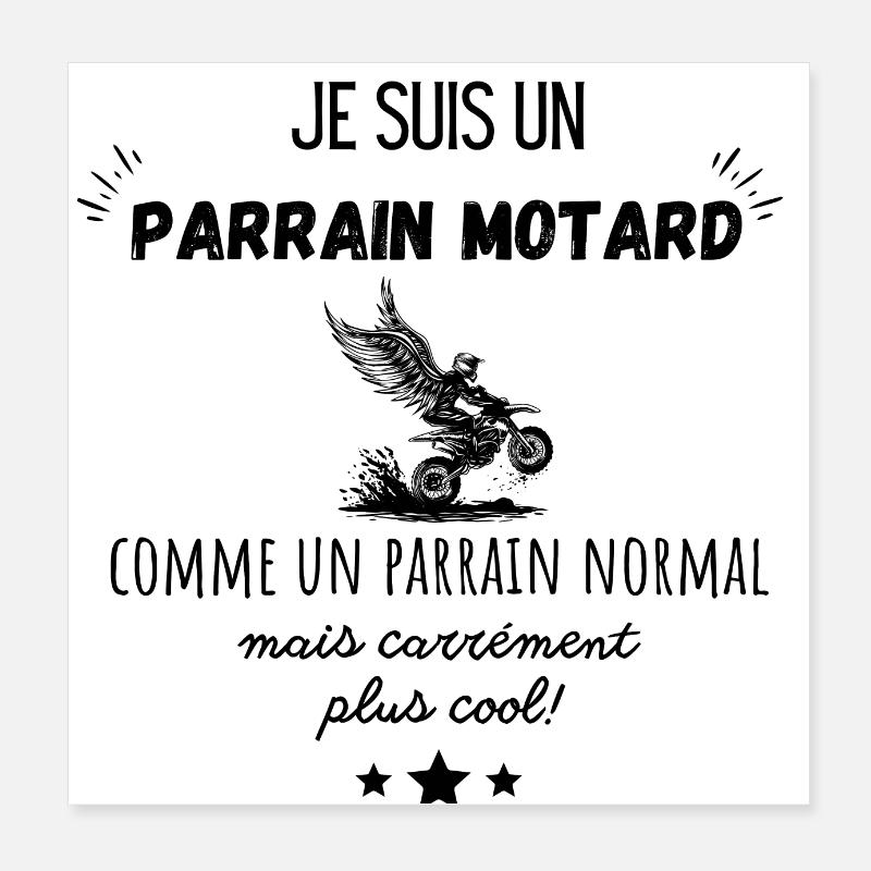 parrain motard cool Poster 20 x 20 cm