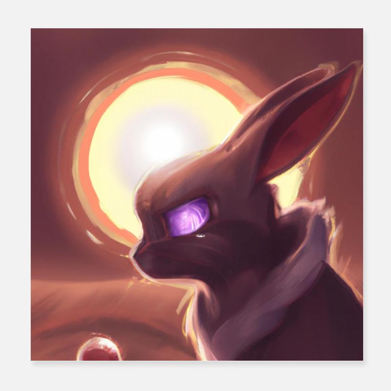 Affiche de l’éclipse solaire de lapin - AI Generated Art Poster 20 x 20 cm