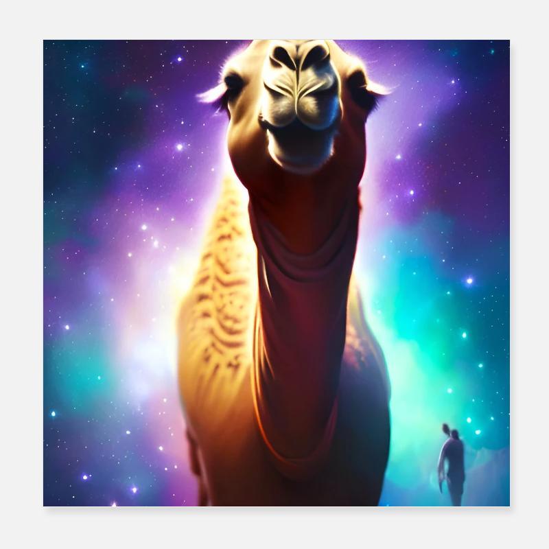Dromedar Kamel - Galaxie Weltraum Poster 20x20 cm