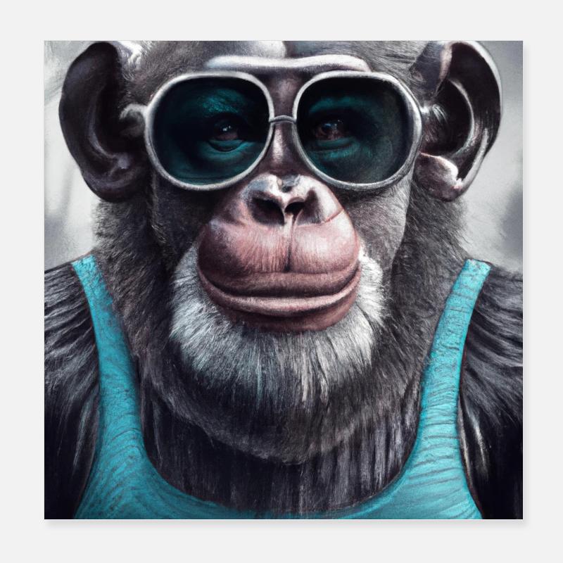 Affiche Gorilla Be Cool - AI Generated - AI Art Poster 20 x 20 cm