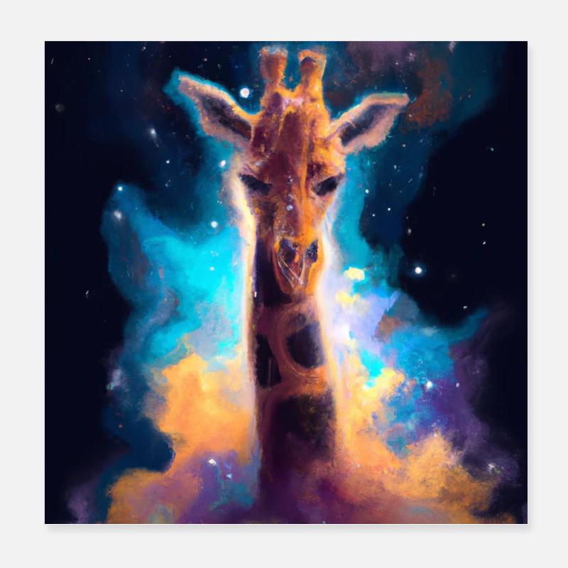 Giraffe Nebula - AI Generated Art - AI Art Poster 8" x 8" (20x20 cm)
