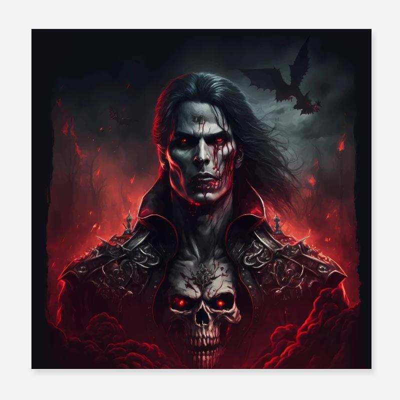 Vampire avec le crâne dans la poitrine Poster 20 x 20 cm