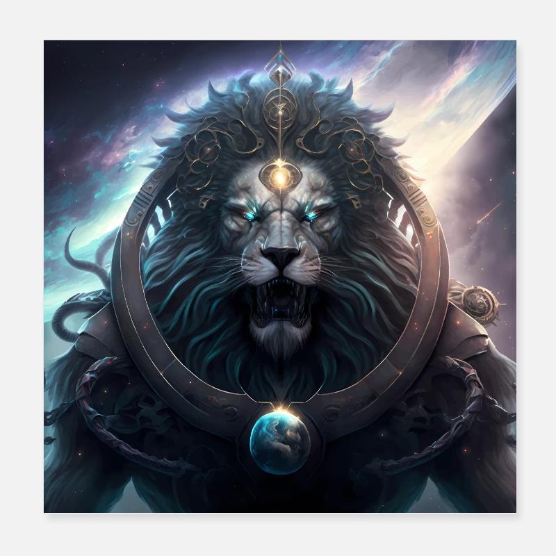 Epischer Weltraum Löwe Sternzeichen Version 3 Poster 20x20 cm