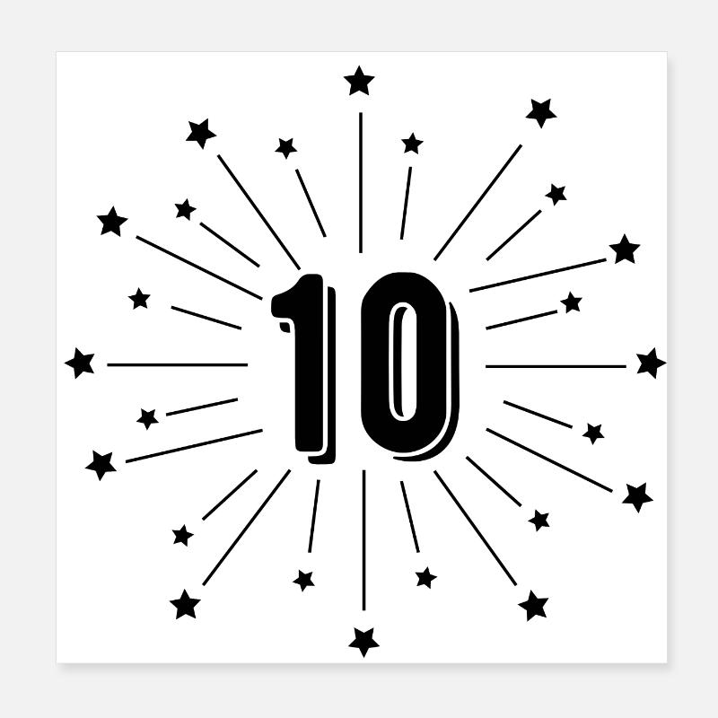 10th Starred Anniversary - 10 Year Gift Poster 8" x 8" (20x20 cm)