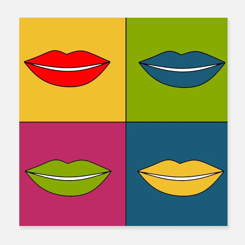 Pop-Art Lippen Lippenstift Poster bunt Geschenk Poster 20x20 cm