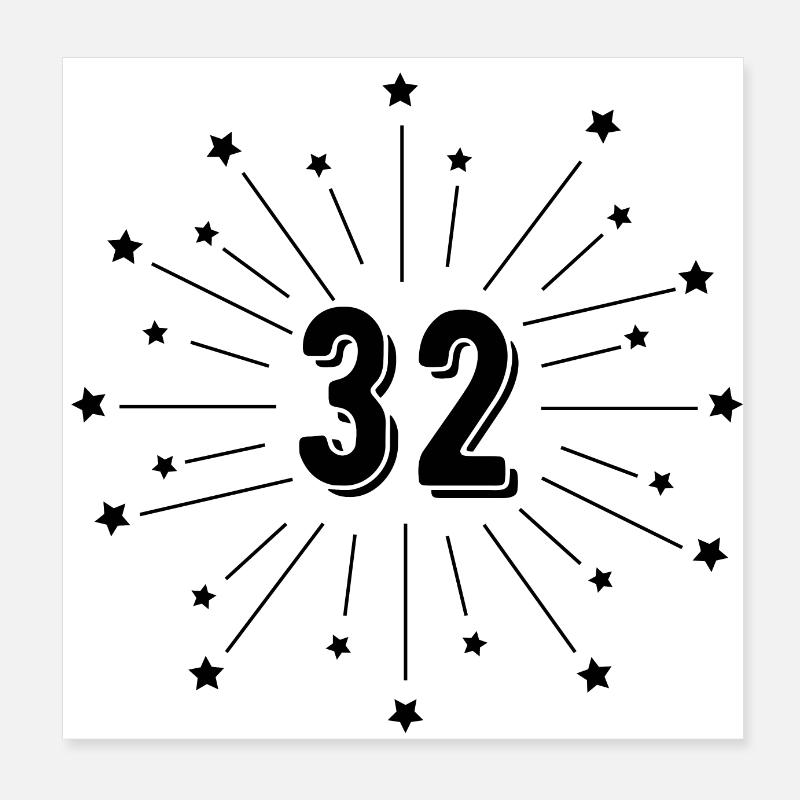 32e anniversaire étoilé - cadeau 32 ans Poster 20 x 20 cm