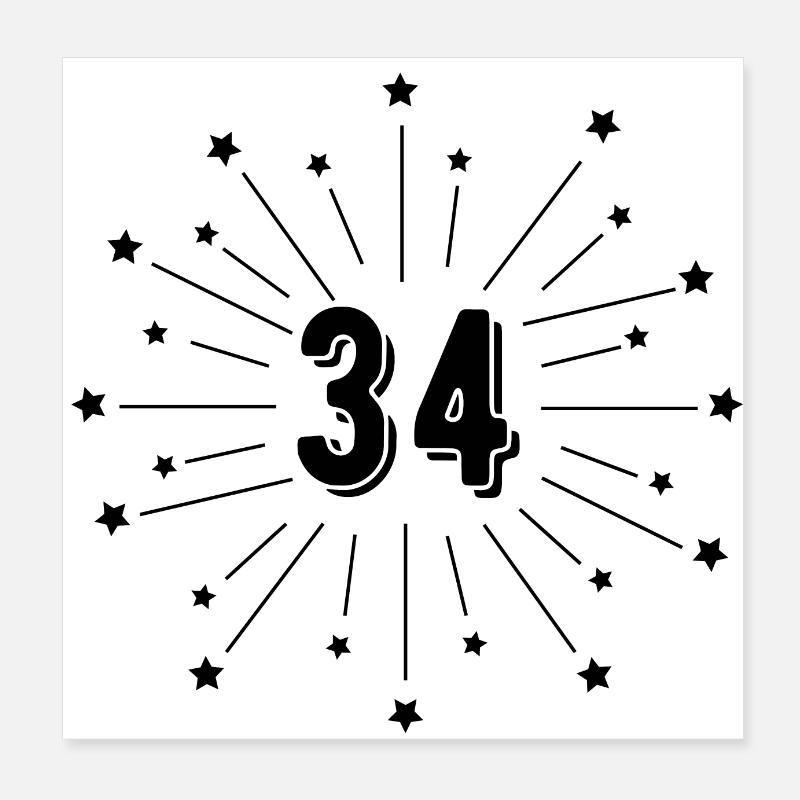 34e anniversaire étoilé - cadeau 34 ans Poster 20 x 20 cm