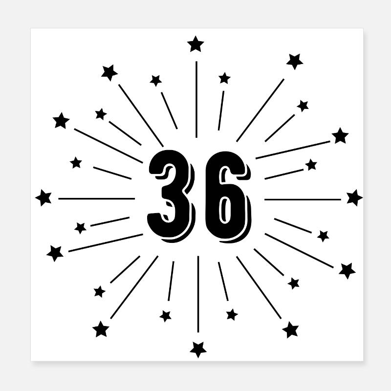 36th Starred Anniversary - 36th Anniversary Gift Poster 8" x 8" (20x20 cm)