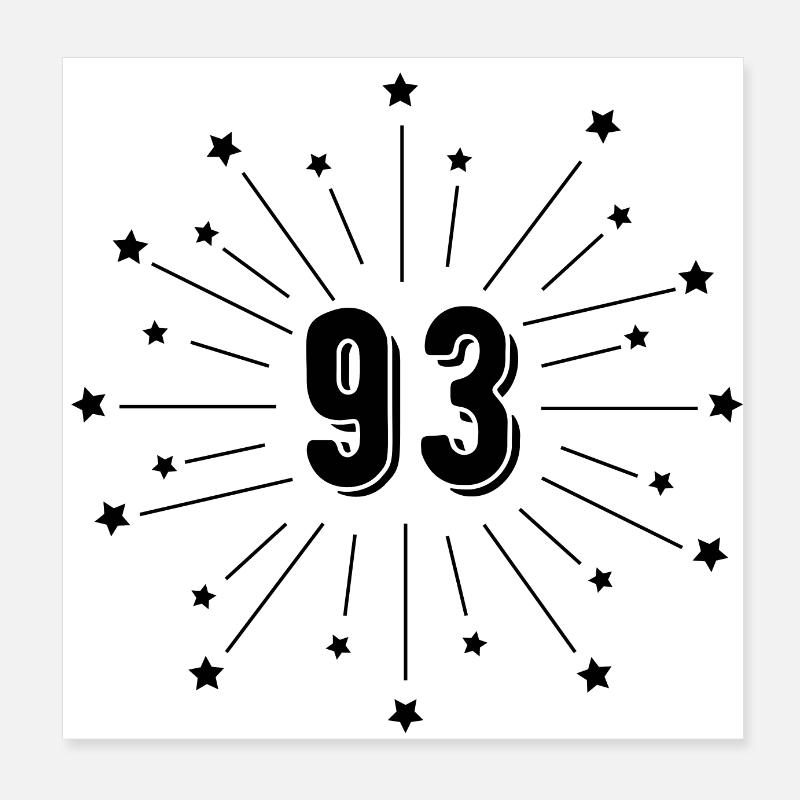 93rd Starry Birthday - Gift 93 Years Poster 8" x 8" (20x20 cm)