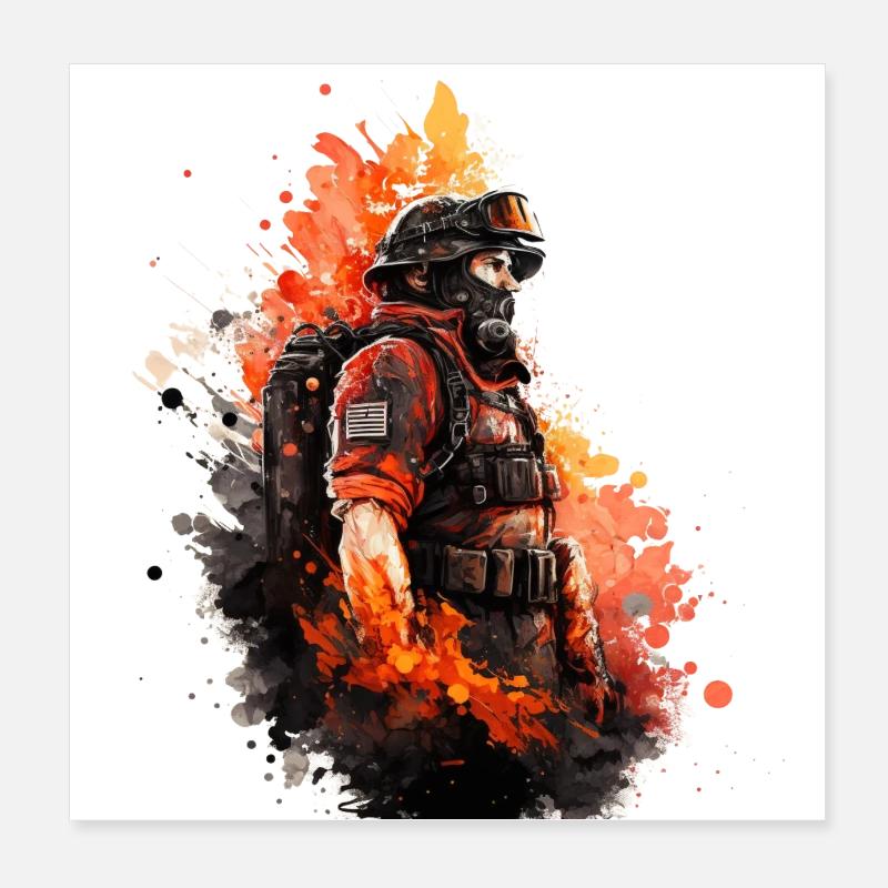 Helden in Uniform: Feuerwehrmann Poster 20x20 cm