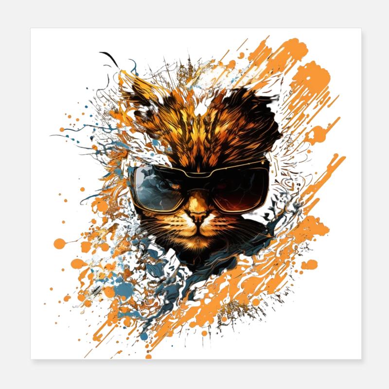 Intrépide et sauvage: Chat badass! Poster 20 x 20 cm