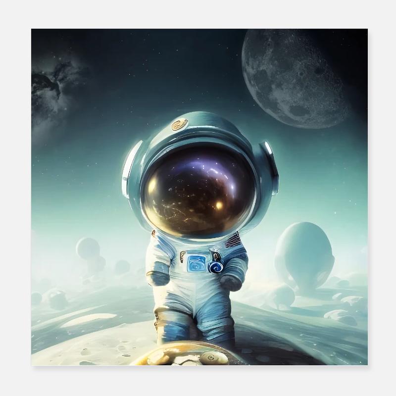 Le petit astronaute sur une planète Poster 20 x 20 cm