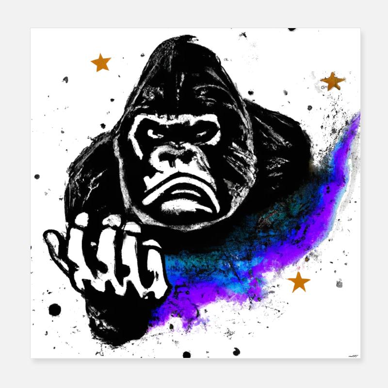 Gorilla Nebula | AI Art | AI generated Art Poster 8" x 8" (20x20 cm)