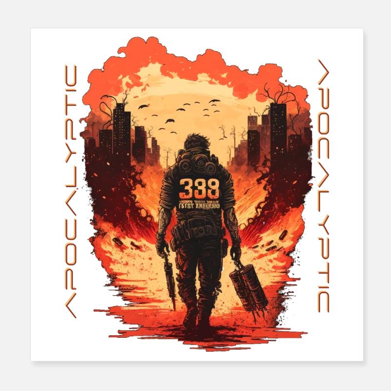 Apocalyptic Soldier | Apocalypse | Fighter Poster 8" x 8" (20x20 cm)