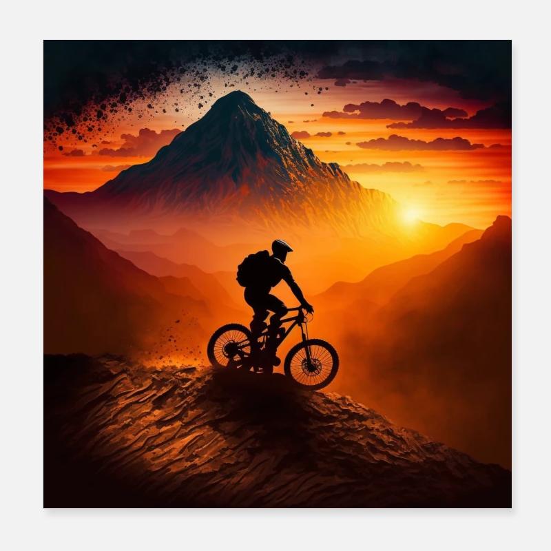 Riders de descente dans les graphiques PC Sunset Poster 20 x 20 cm