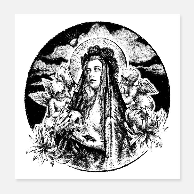Vierge noire aux chérubins Poster 20 x 20 cm
