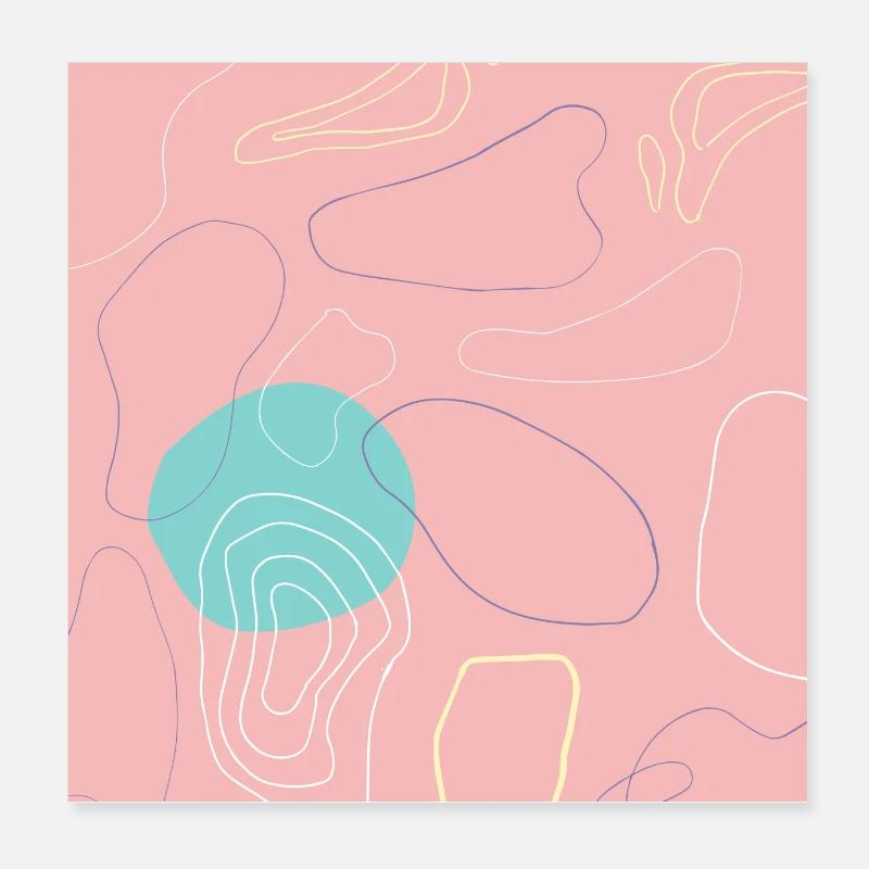 Abstract Pattern Topography Pink and green - Poster 20 x 20 cm - blanc
