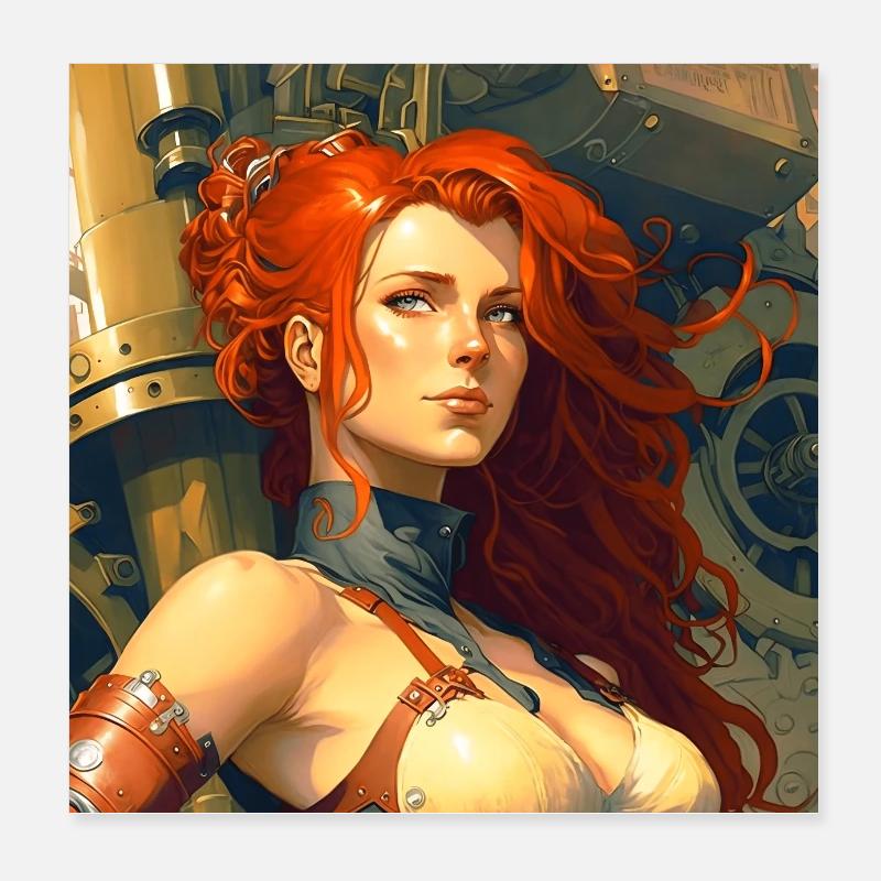 Rothaar Super Anime Mädchen Poster 20x20 cm