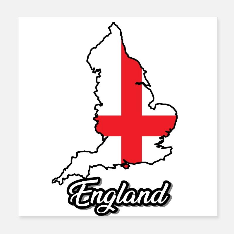 Carte du drapeau de l’Angleterre, Pays Poster 20 x 20 cm