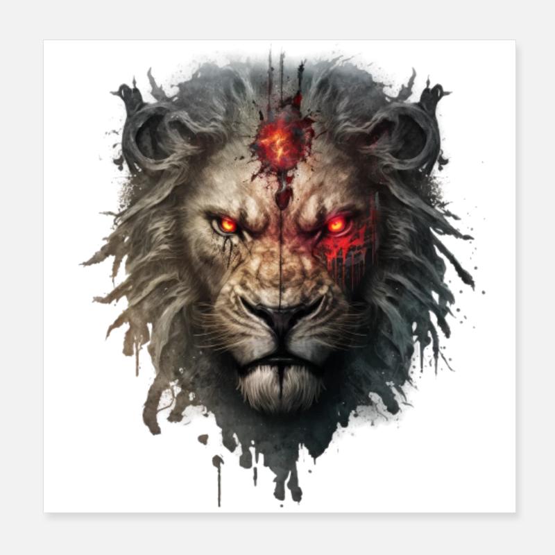 Lion mort-vivant : Terrifiant roi de la savane Poster 20 x 20 cm