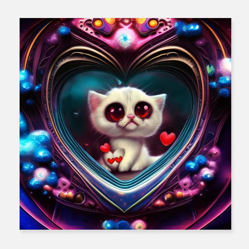 Valentine's kitten Poster 8" x 8" (20x20 cm)