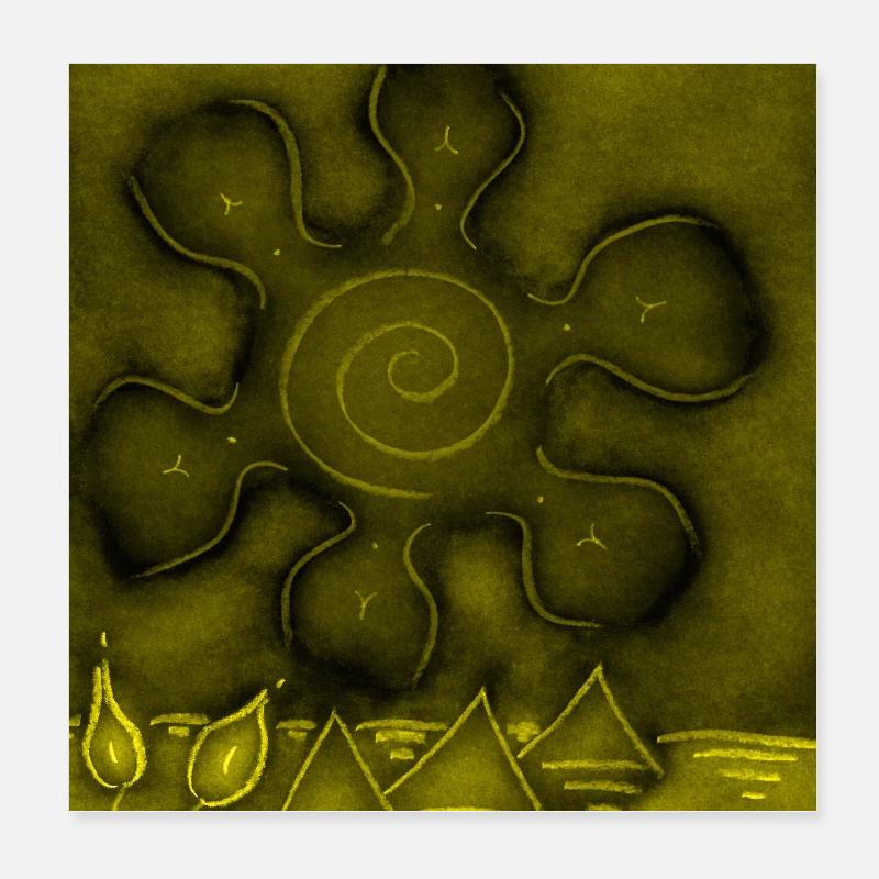 SUN ON YELLOW PYRAMIDS Poster 8" x 8" (20x20 cm)