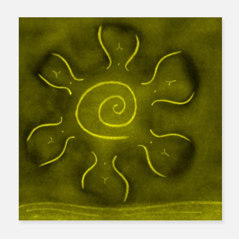 SOLEIL SUR LE DÉSERT JAUNE Poster 20 x 20 cm