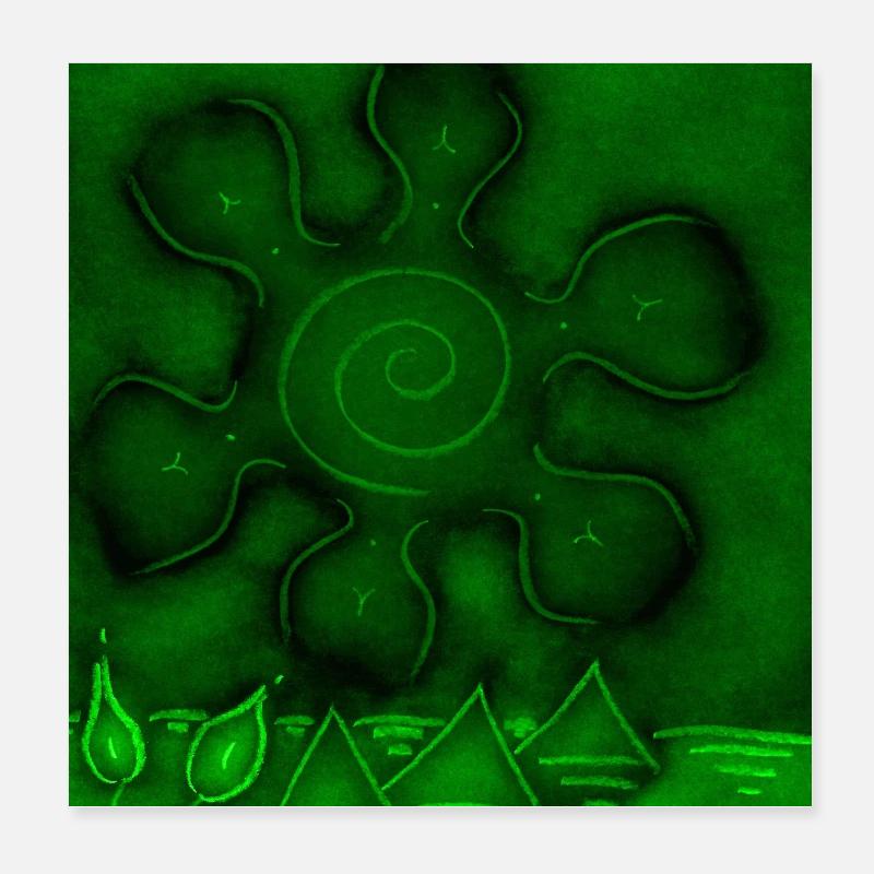 SUN ON GREEN PYRAMIDS Poster 8" x 8" (20x20 cm)