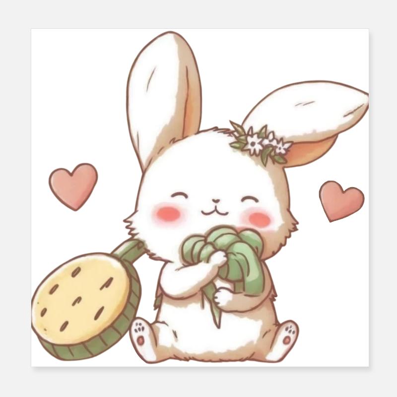 rabbit all cabbage Poster 8" x 8" (20x20 cm)