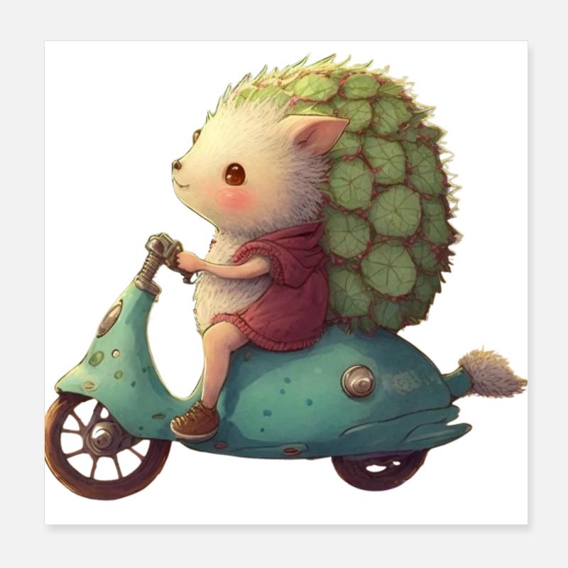 scooter hérisson Poster 20 x 20 cm