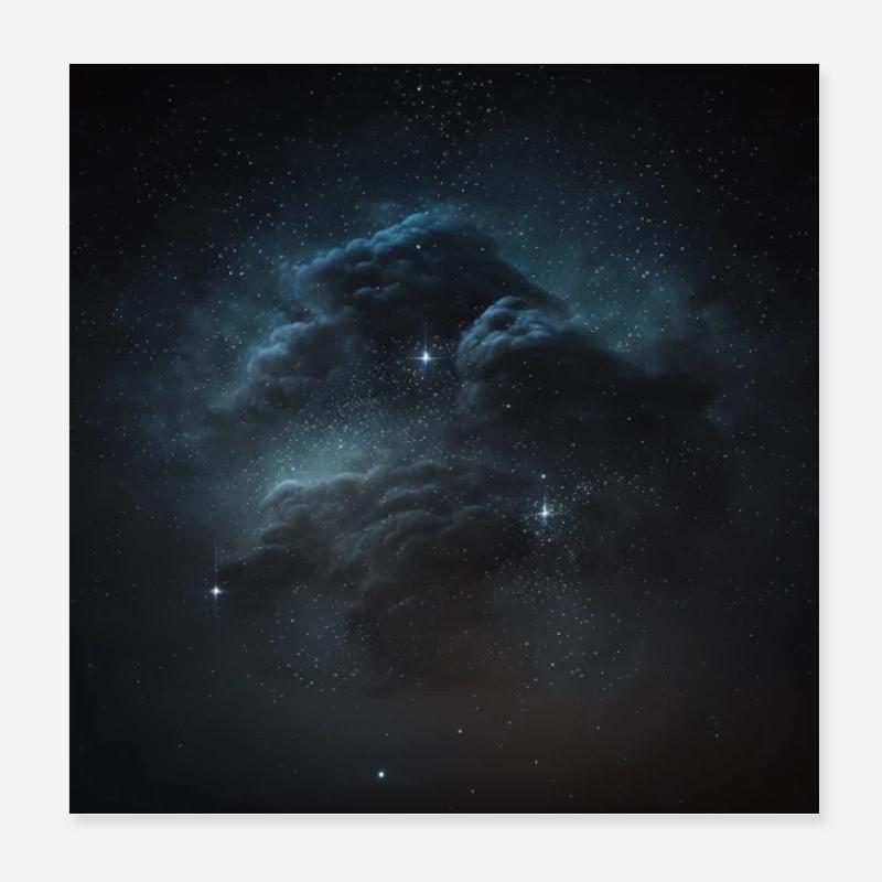 Universe, galaxy, space, dark blue - Poster 8" x 8" (20x20 cm) - white
